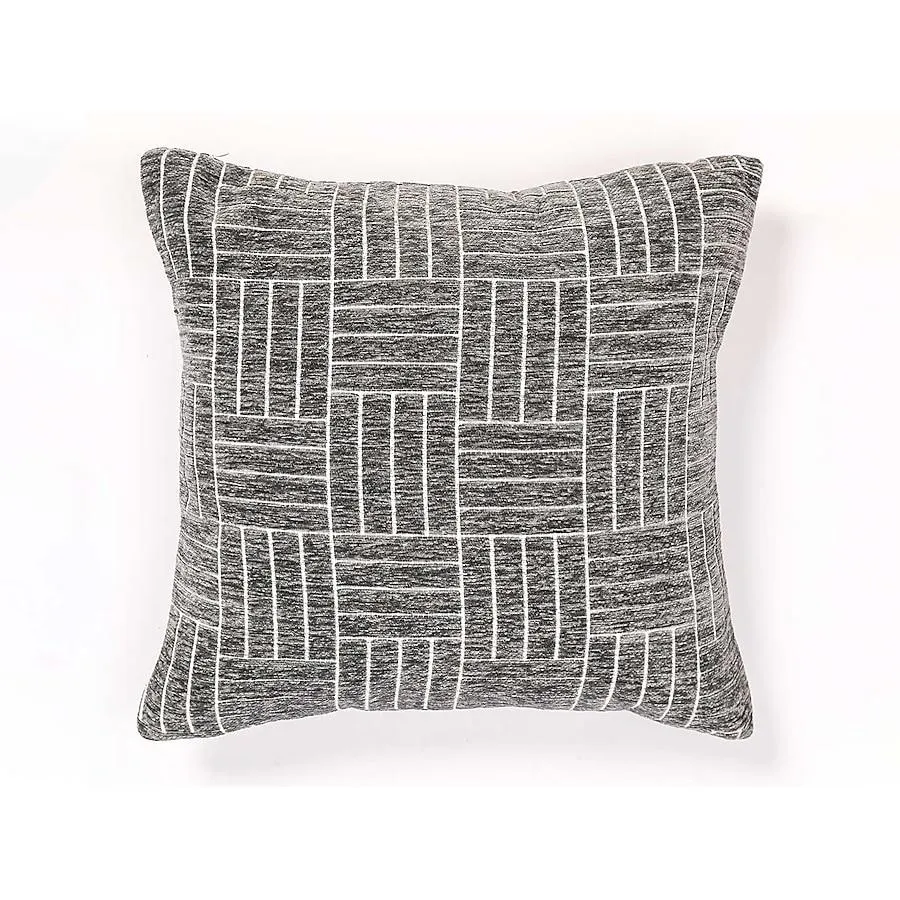 FRESHMINT Oberon Staggered Stripe 18-in x 18-in Charcoal Gray Square Indoor Decorative Pillow