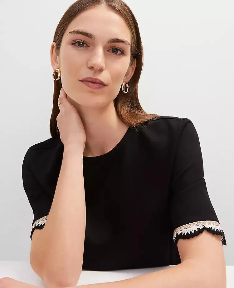 Crochet Trim Ponte Top