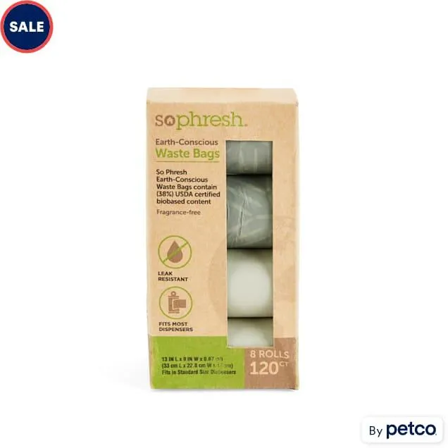 So Phresh Earth-Conscious 38% USDA Certified Biobased Content Dog Waste Bags, Count of 120