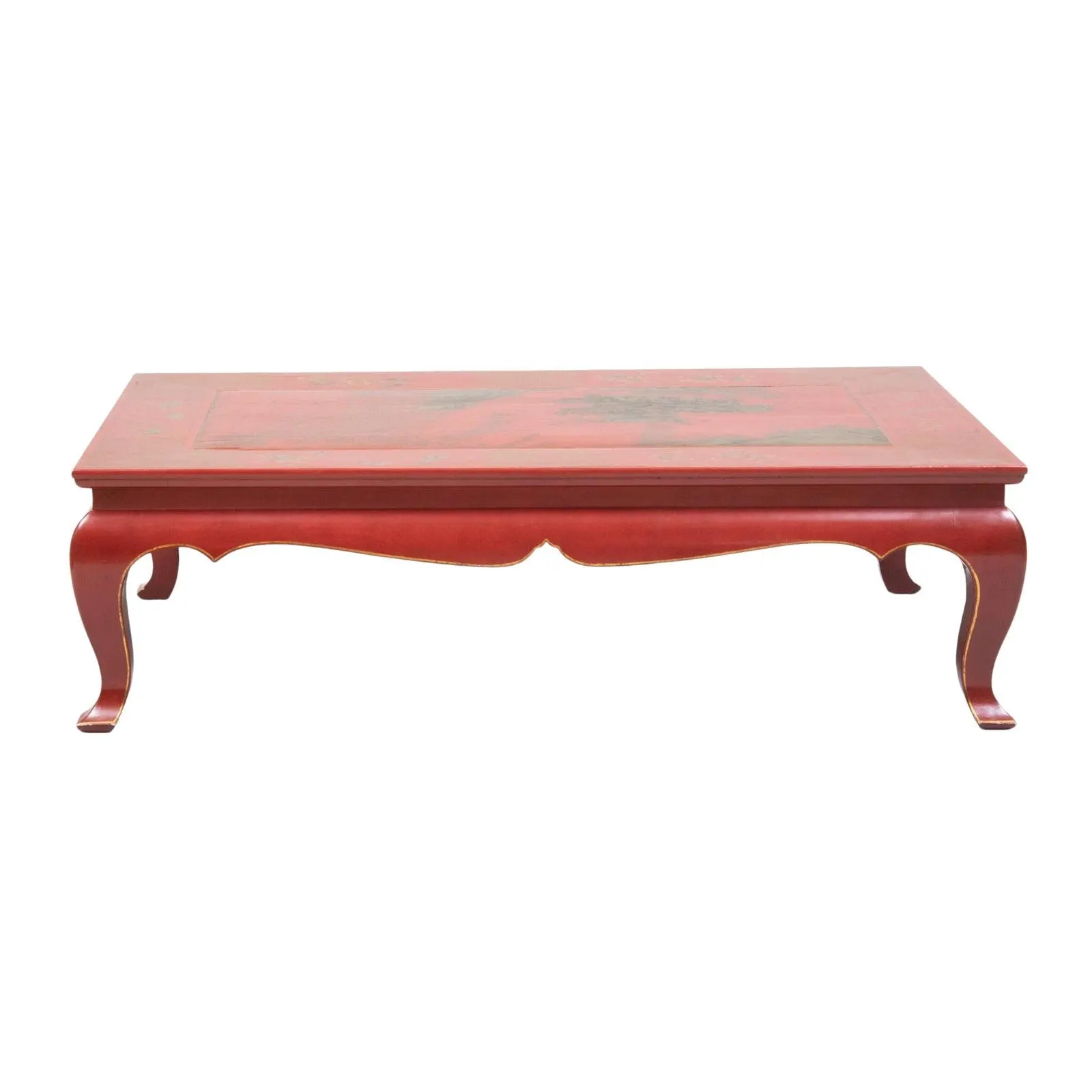 Chinese Lacquered & Handpainted Gilt Coffee Table