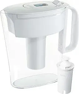 Brita Water Filter Pitcher for Tap and Drinking Water with 1 Standard Filter, Lasts 2 Months, 6-Cup Capacity, BPA Free, White