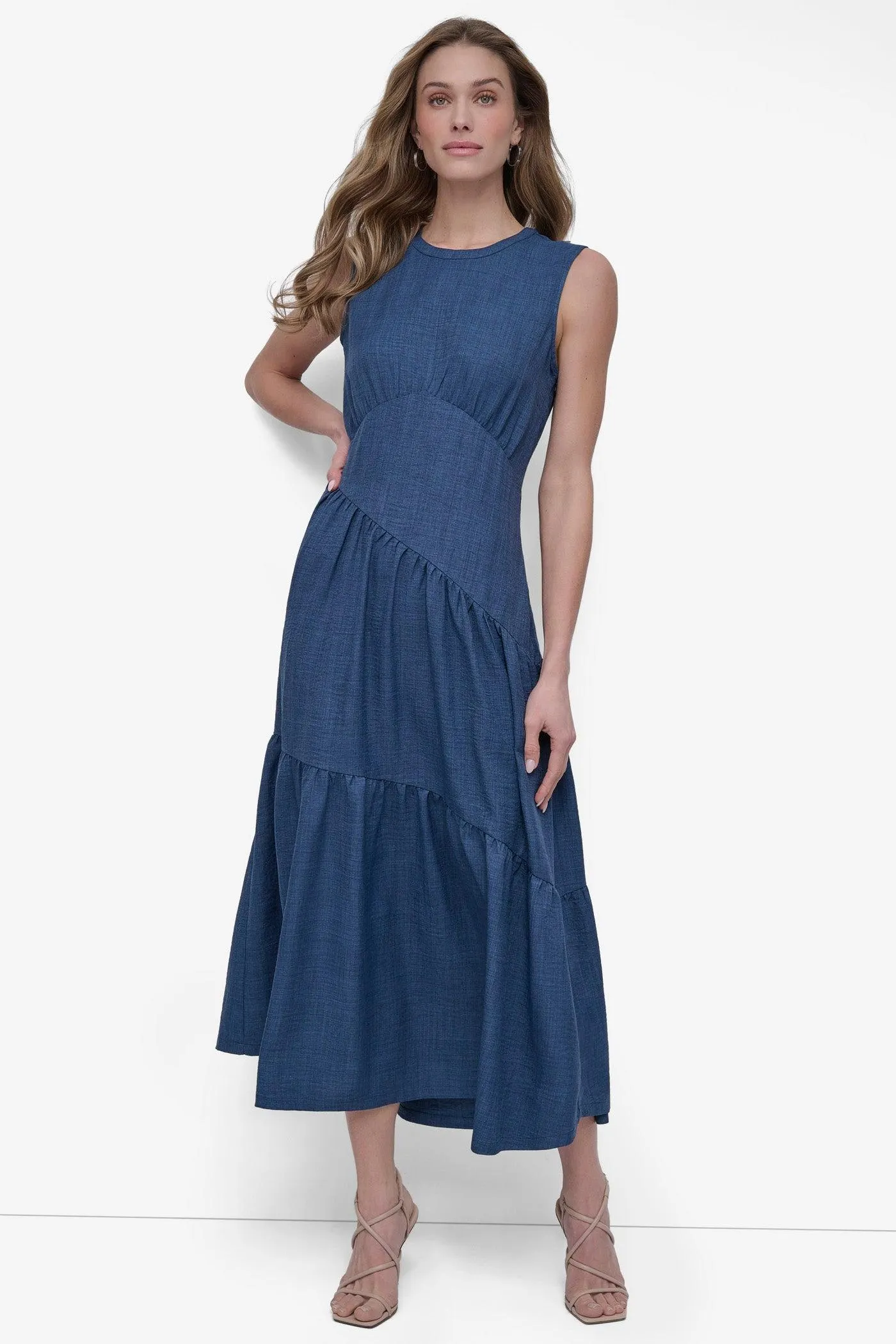 TIERED ASYMMETRIC MAXI DRESS