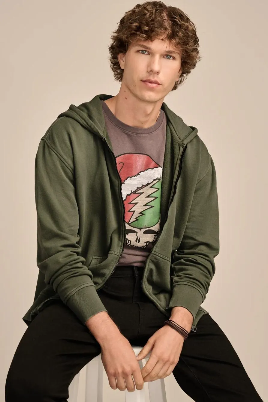 relaxed fleece zip hoodie