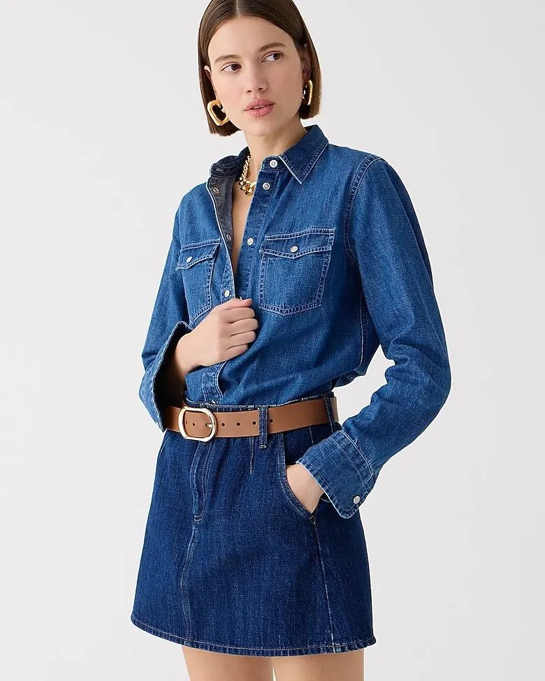 Wren slim western chambray shirt in Villere wash