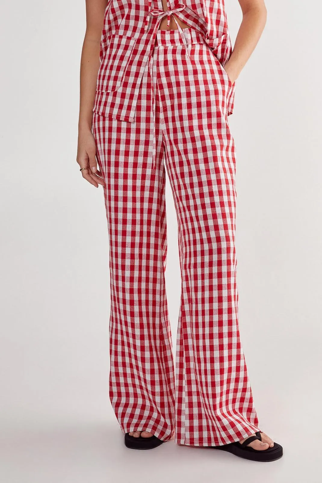 Gingham Wide Leg Pants