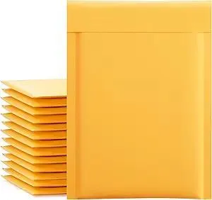 UCGOU Kraft Bubble Mailers 6x10 Inch 50 Pack Yellow Padded Envelopes #0 Small Business Mailing Packages Self Sealing Tear Resistant Boutique Bulk Mail Shipping Bags for Jewelry Makeup Supplies