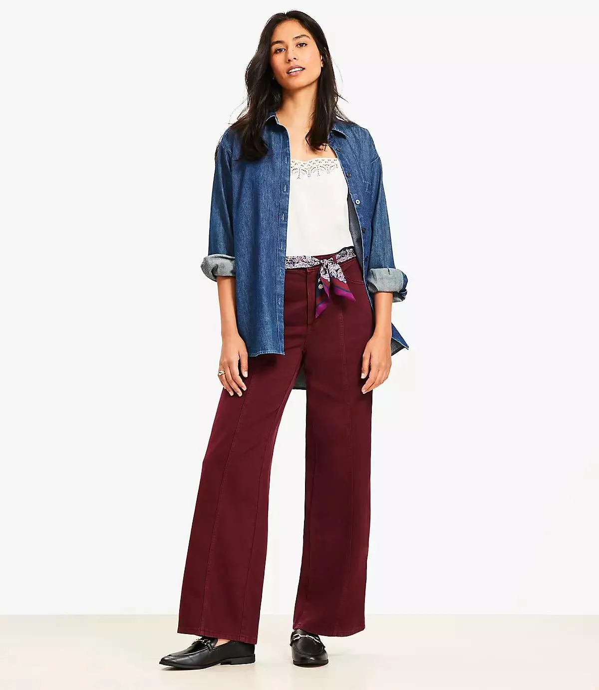 Five Pocket Seamed Wide Leg Pants