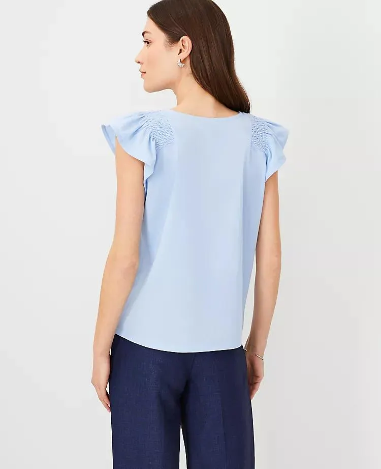 Mixed Media Flutter Sleeve Top