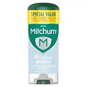 Mitchum Men’s Triple Odor Protection Antiperspirant & Deodorant Gel, Unscented, 48HR Protection, 2 pack