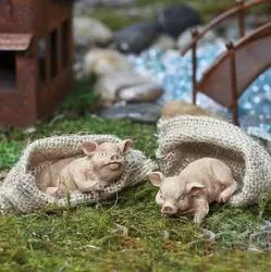 Miniature Pigs in a Burlap Sacks (Set of 2)