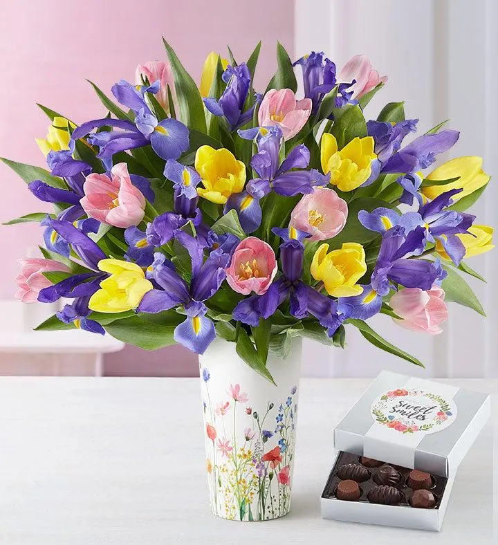 Fanciful Spring Tulip & Iris Bouquet