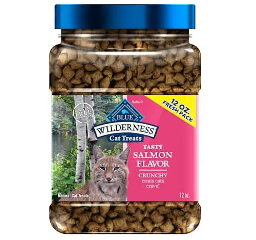 Blue Buffalo Wilderness Made with Natural Ingredients, Tasty Salmon Flavor Crunchy Cat Treats, 12 oz.