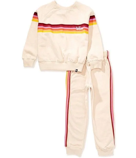 Little Girls Long Sleeve Fashion Fleece Pullover & Jogger Pants Set