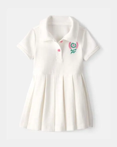 Baby Girl Pleated Tennis Dress - Ivory