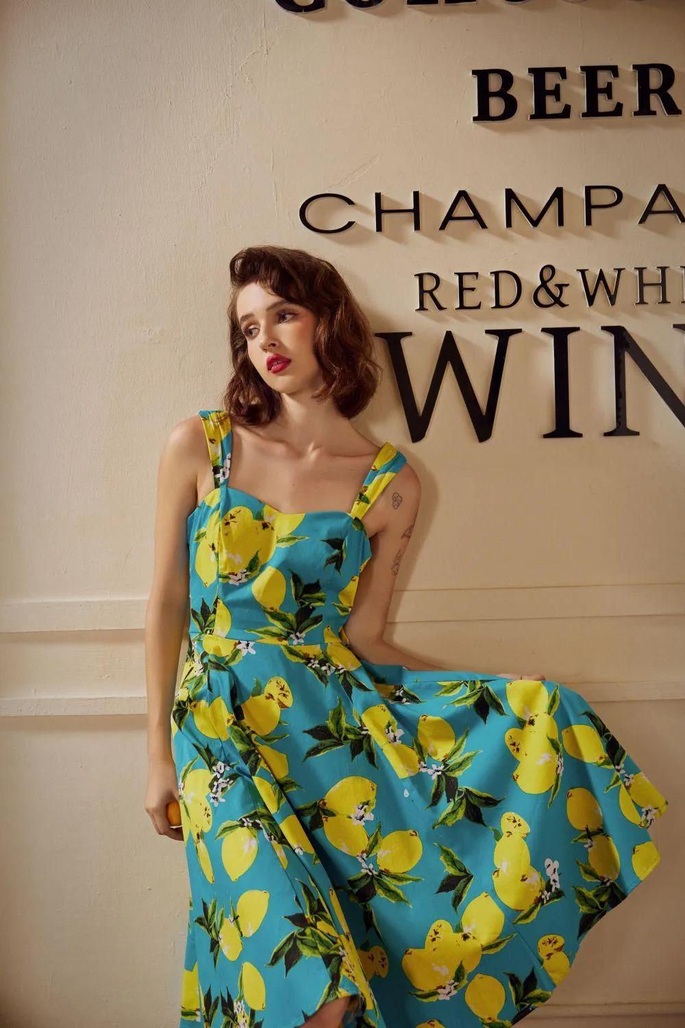 Lemon Print Swing Dress