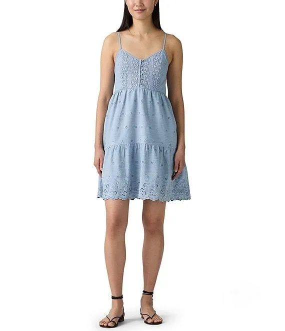 Levi's® Cora Sleeveless Eyelet Embroidered Scalloped-Hem Mini Dress