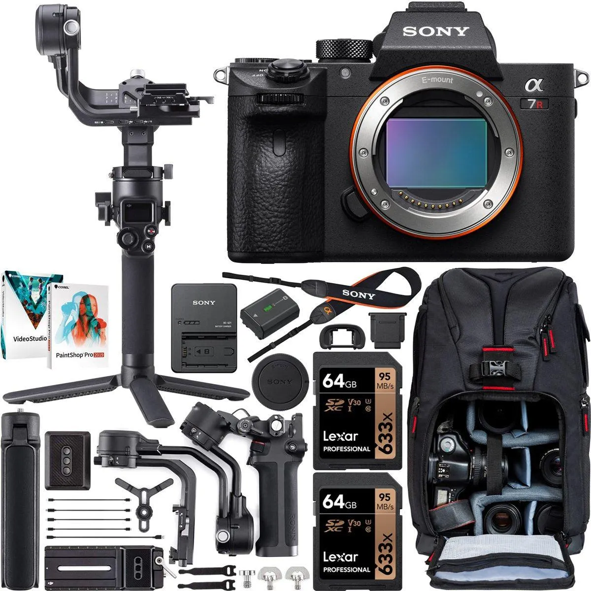 Sony a7R III Mirrorless Camera Full Frame Body + DJI RSC 2 Gimbal Filmmaker's Kit