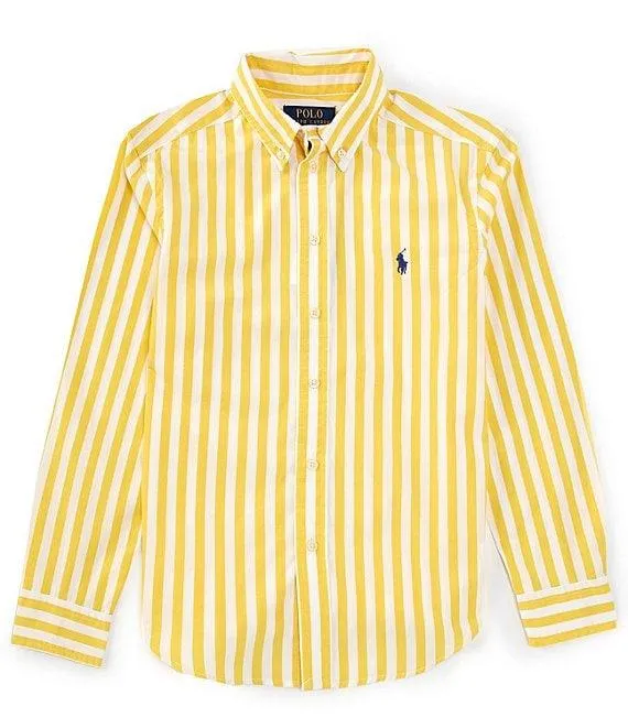 Big Boys Long Sleeve Striped Poplin Shirt