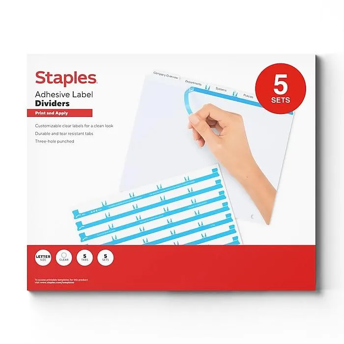 Staples Print & Apply Label Dividers,