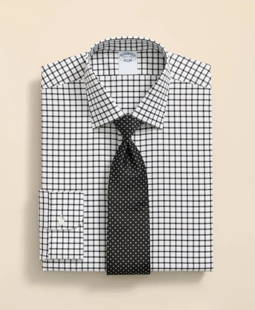 Stretch Supima ® Cotton Non-Iron Twill Ainsley Collar, Windowpane Dress Shirt