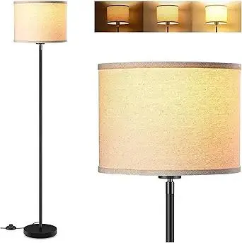 Modern Floor Lamps for Living Room Bedroom, Small Standing Lamp with Lampshade, Simple 58" Tall Lamp, Foot Pedal Switch, Black Floor Lamp for Office/Classroom/Kids Room (Bulbs Not Including)