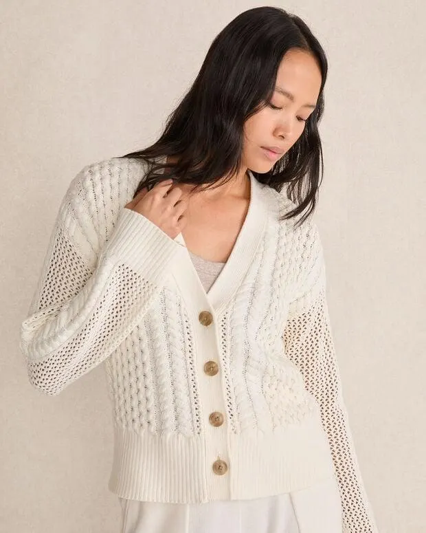 Cotton Blend Mixed Stitch Cardigan
