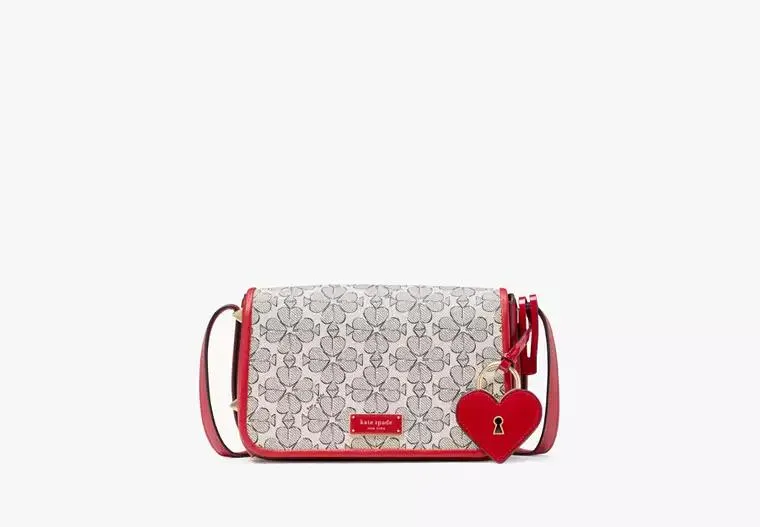 Liv Spade Flower Coated Canvas Small Flap Crossbody