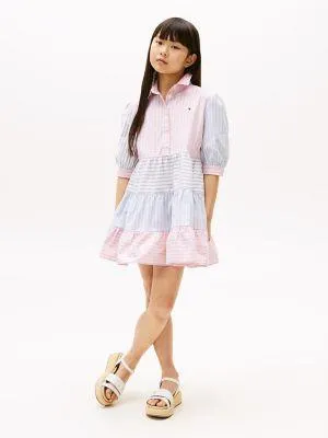 Kids' Mixed Striped Tiered Dress