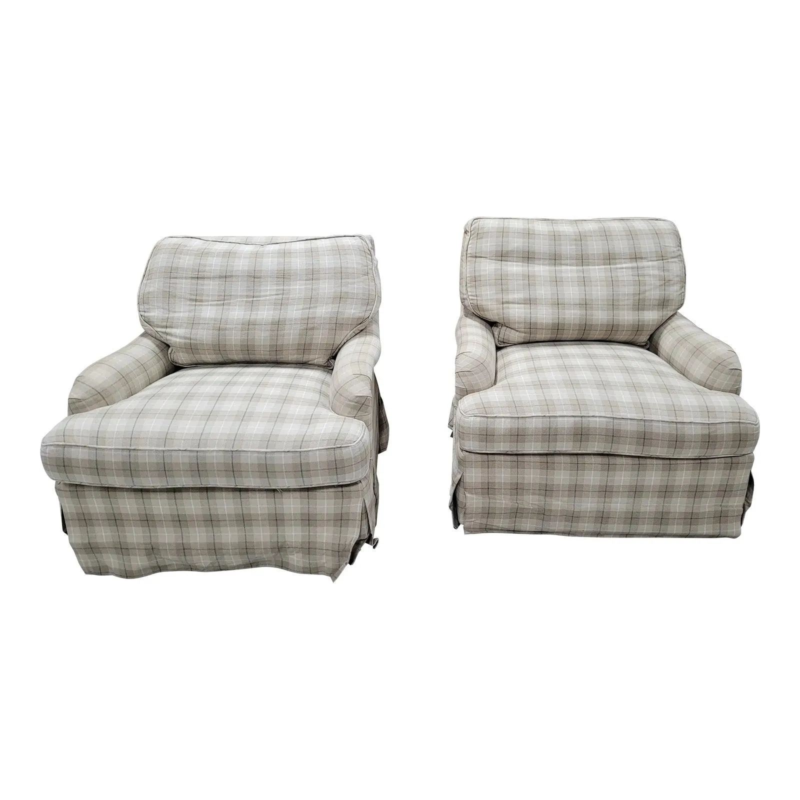 Lee Industries Plaid Swivel Glider Set 2