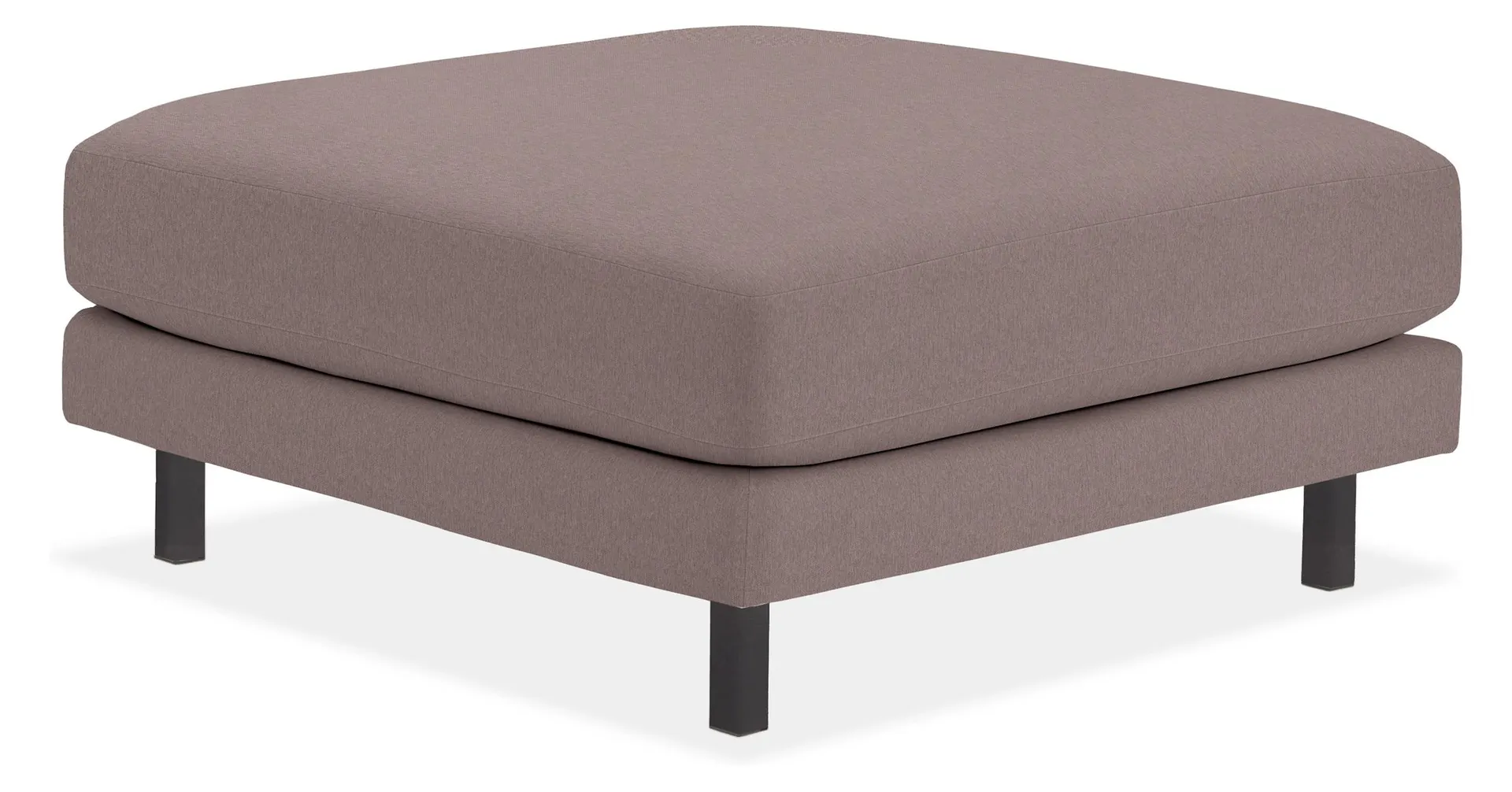 Cade 40w 40d 18h Square Ottoman in Flint Amethyst with Natural Steel Legs