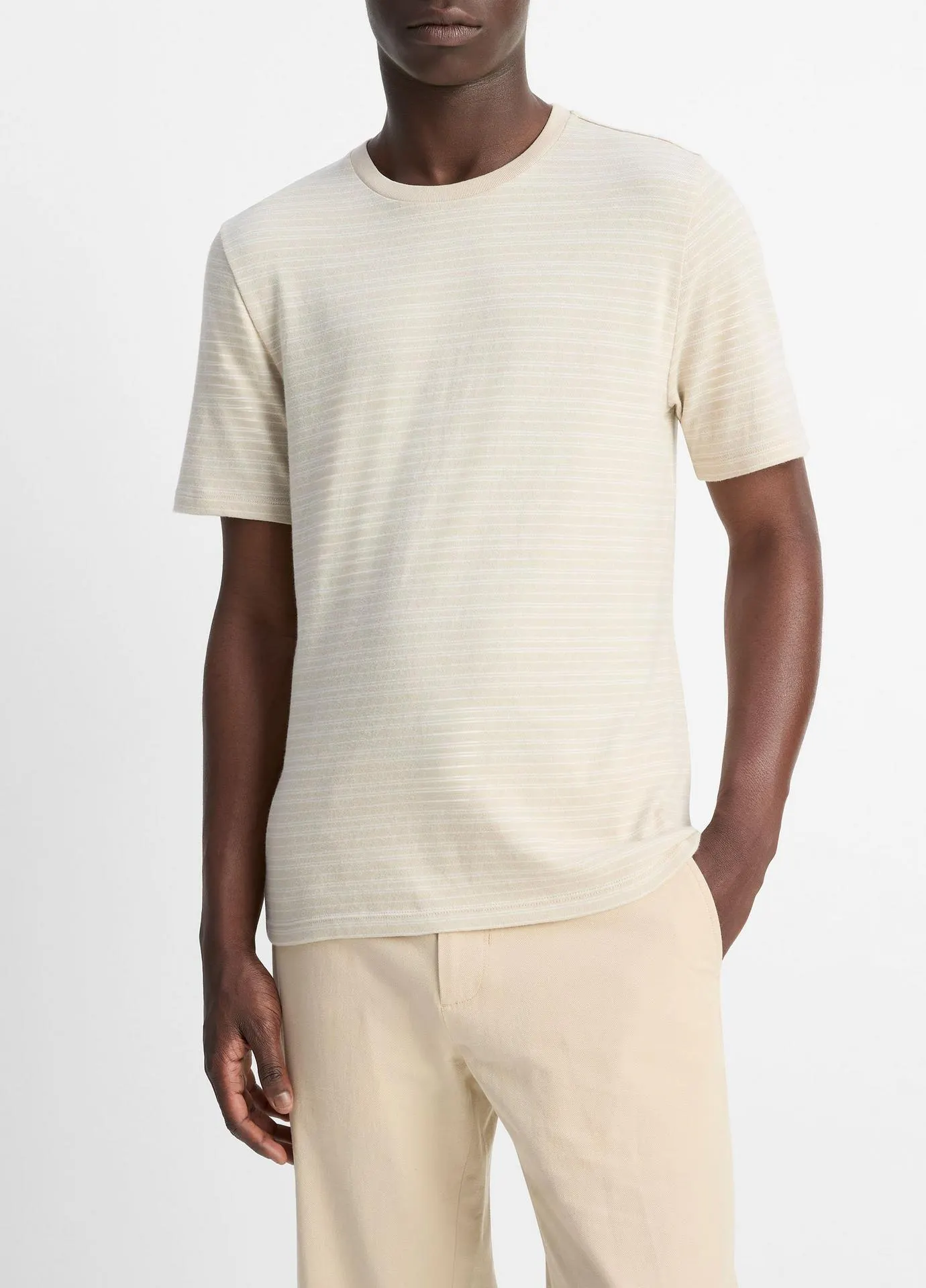 Striped Loose-Knit Cotton T-Shirt