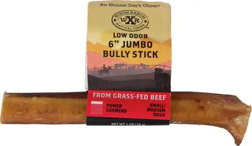 Wixom Ranch Natural Chews Low Odor Jumbo Bully Stick, 6 Inches