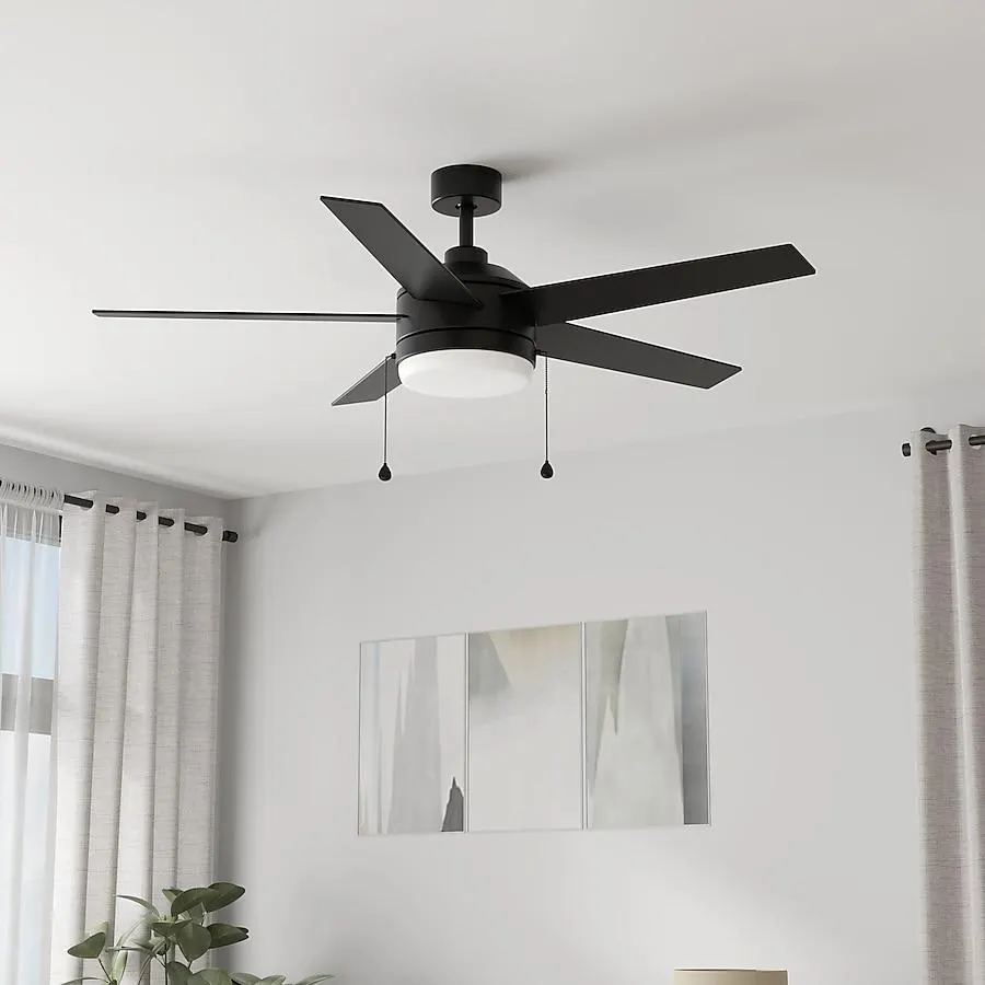 Harbor Breeze Sunport Easy2Hang 52-in Color-Changing Integrated LED Outdoor Matte Black with Matte Blades Ceiling Fan With Light ( 5 -Blade )