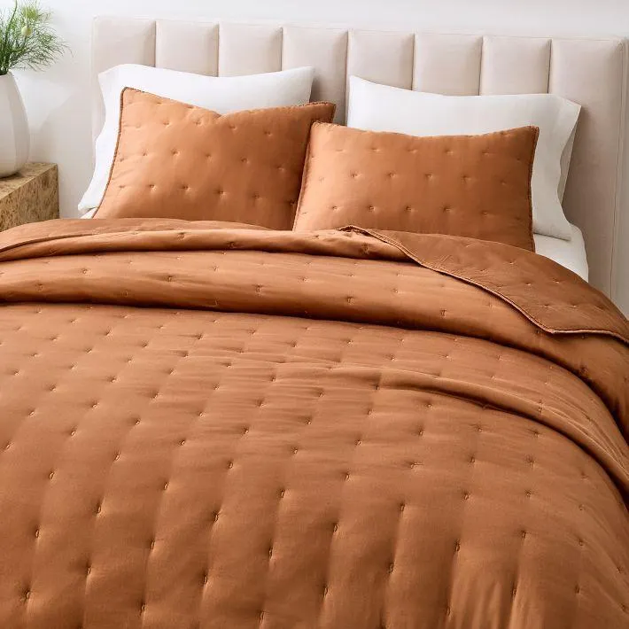 Silky TENCEL™ Crescent Stitch Quilt & Shams - Clearance