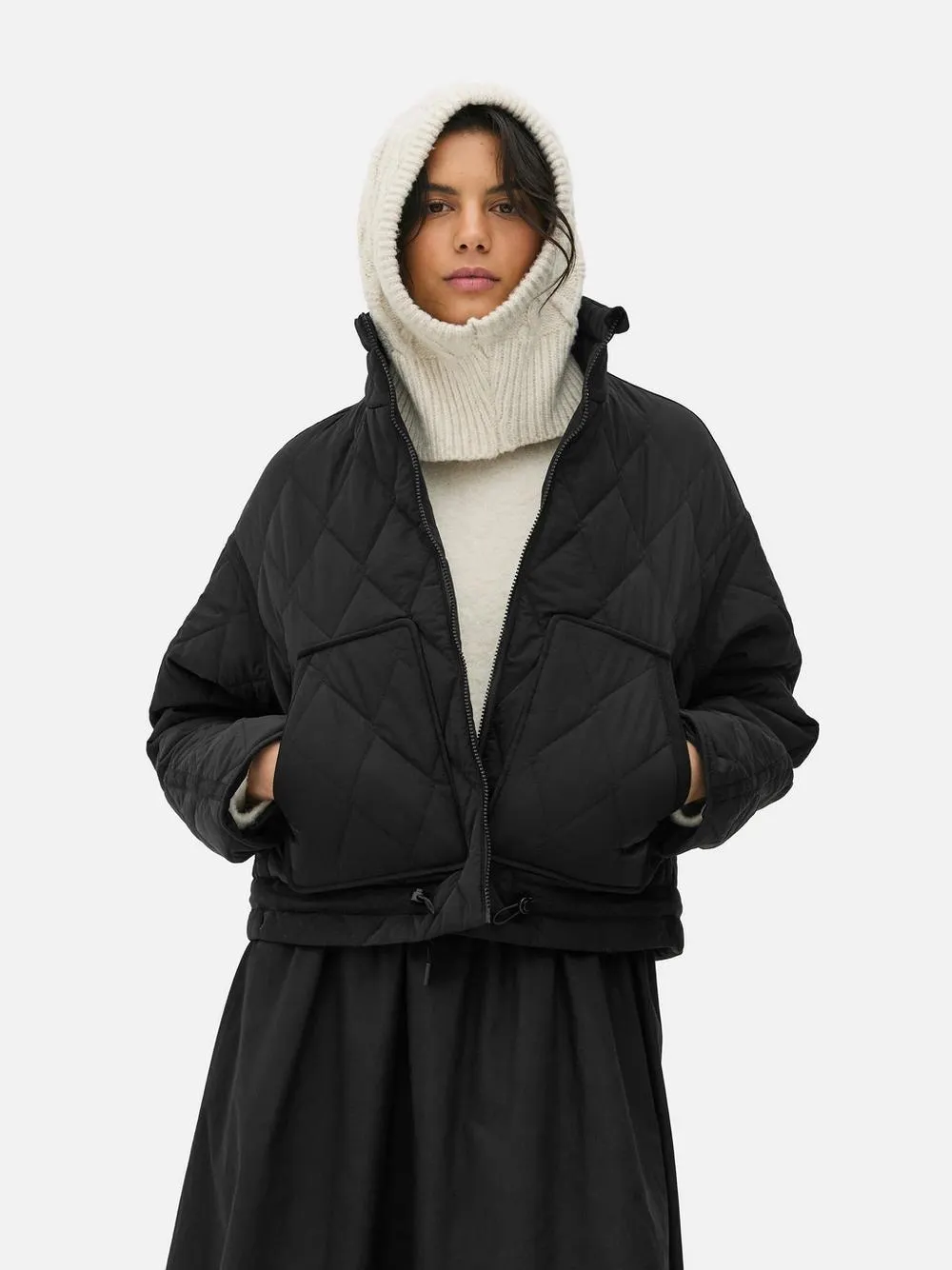 Quilted Funnel Neck Jacket