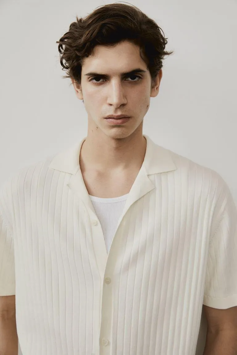 Regular Fit Rib-knit Resort Shirt