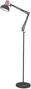 LEPOWER Floor Lamp, Metal Adjustable Reading Swing Arm Standing Lamp with Heavy Metal Base, Eye-Caring Reading/Pole Lamp with On/Off Switch for Living Room, Bedroom, Office Sand Black