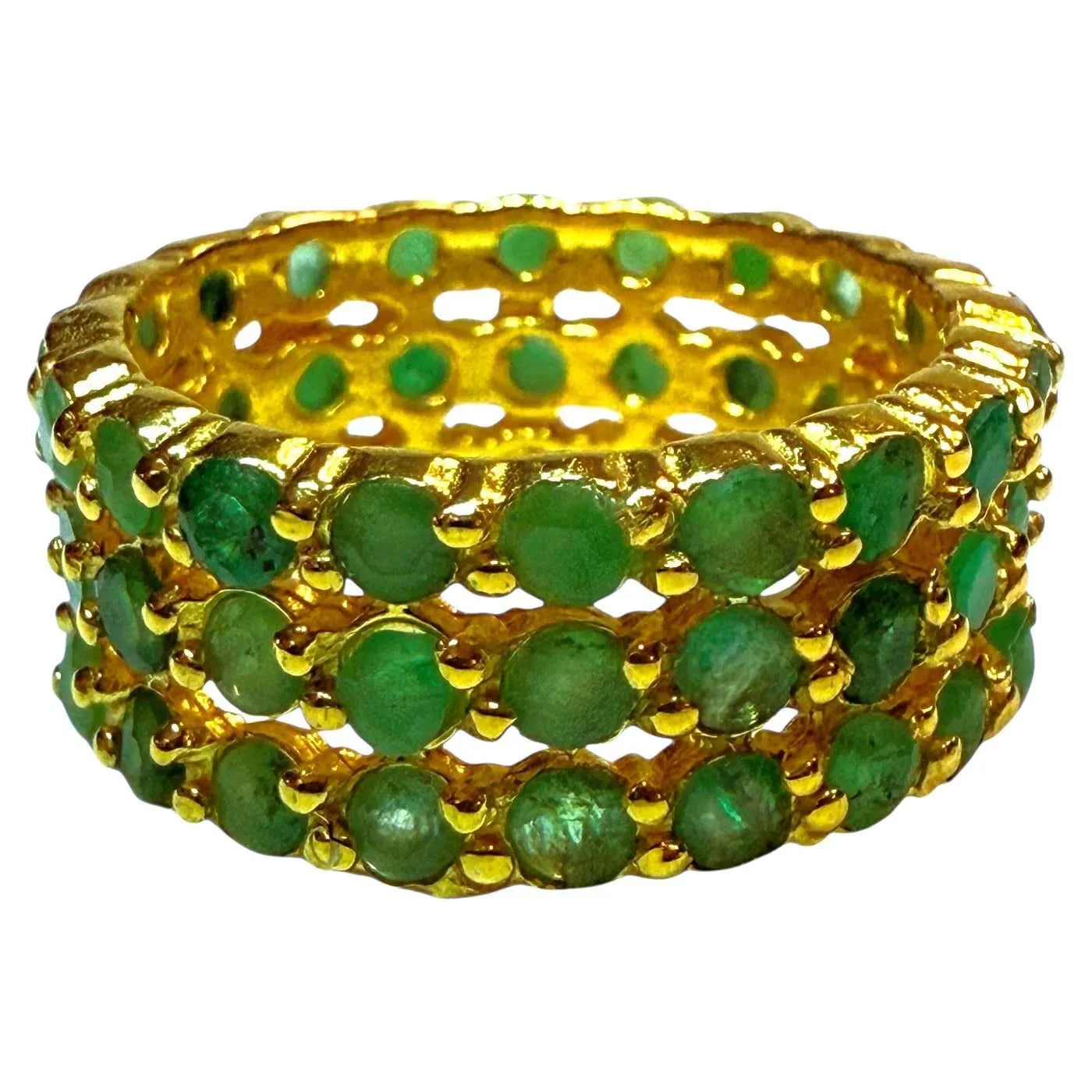 New 1.8 Carat Natural Diamond Cut Emerald Yellow Gold PL Sterling Ring Size 6.5