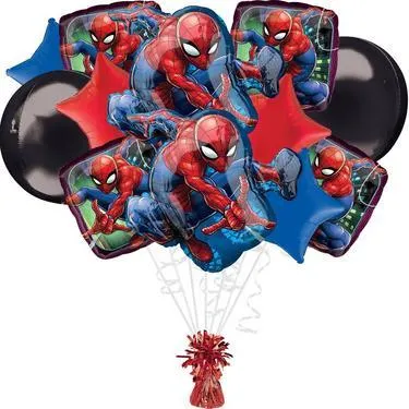 Premium Spider-Man Webbed Wonder Foil Balloon Bouquet with Balloon Weight, 13pc