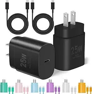 Type C Charger Fast Charging for iPhone 16 15, 2Pack 25W Phone Super Fast Charger Block with 6Ft USB C Cable Compatible with Galaxy S25/S24/Plus/Ultra,iPhone 15/16/Plus/Pro/Pro Max