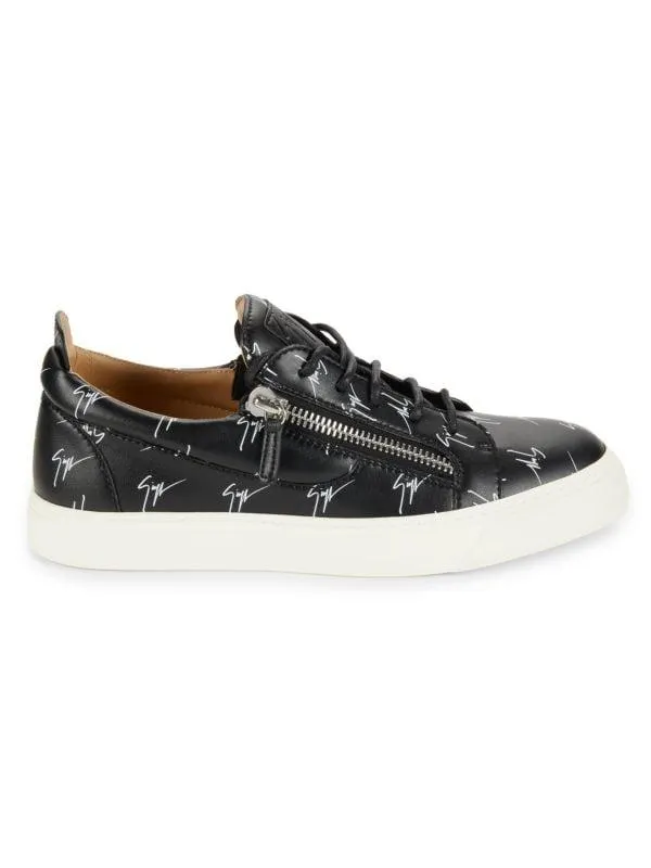 Monogram Faux Leather Low-Top Sneakers
