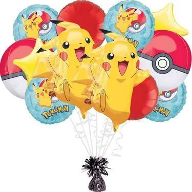 Premium Pikachu Foil Balloon Bouquet with Balloon Weight, 13pc - Pokémon