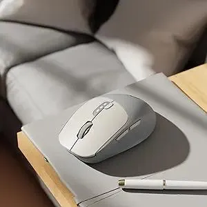 EWEADN Q5 Wireless Mouse, Bluetooth & 2.4G Quiet Computer Mouses with 1600 DPI, Battery Level Display, Ergonomic Office Mouse,6 Button Portable Cute Cordless Mice for Laptop/PC/Mac- Grey