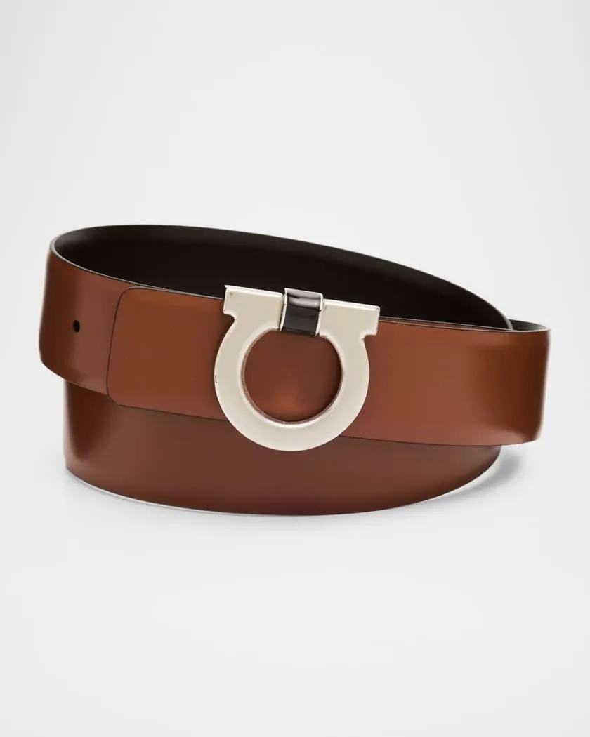 Men's Gancio-Buckle Reversible Leather Belt
