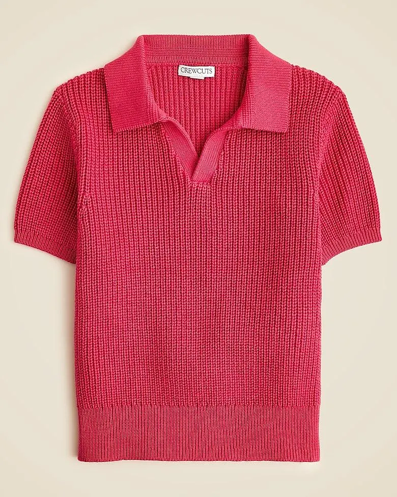 Kids' short-sleeve johnny-collar sweater-polo
