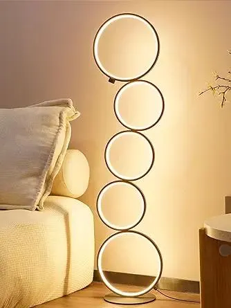 NUÜR 43.3" Modern Floor Lamp, LED Floor Lamp for Living Room, Dimmable, Circle Standing Lamp, Energy-Saving, Unique Lamp for Bedroom, Office, Home