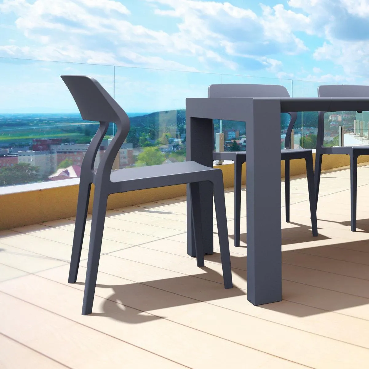 Farrah Outdoor Stacking Dining Side Chair (Set of 2)