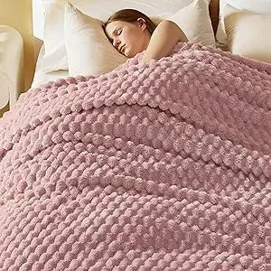 Bedsure GentleSoft Blankets Queen Size for Bed - 350GSM Super Soft Cozy Blanket for Women Men Girls as Gifts, Large Fuzzy Fleece Throw for Bedroom Home Decor, Pink, 90x90 Inches
