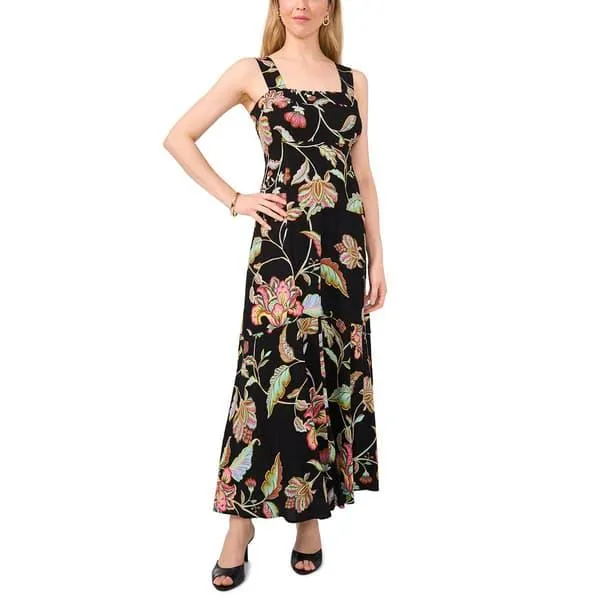 Womens MSK Smocked Back Tropical Challis Maxi Dress
