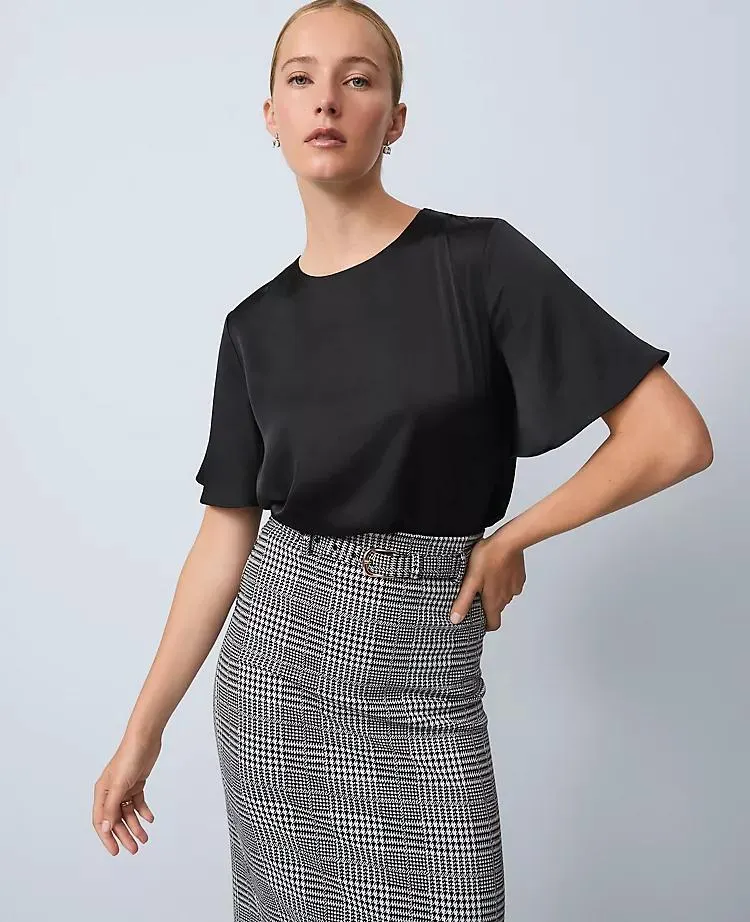 Satin Flutter Sleeve Tee